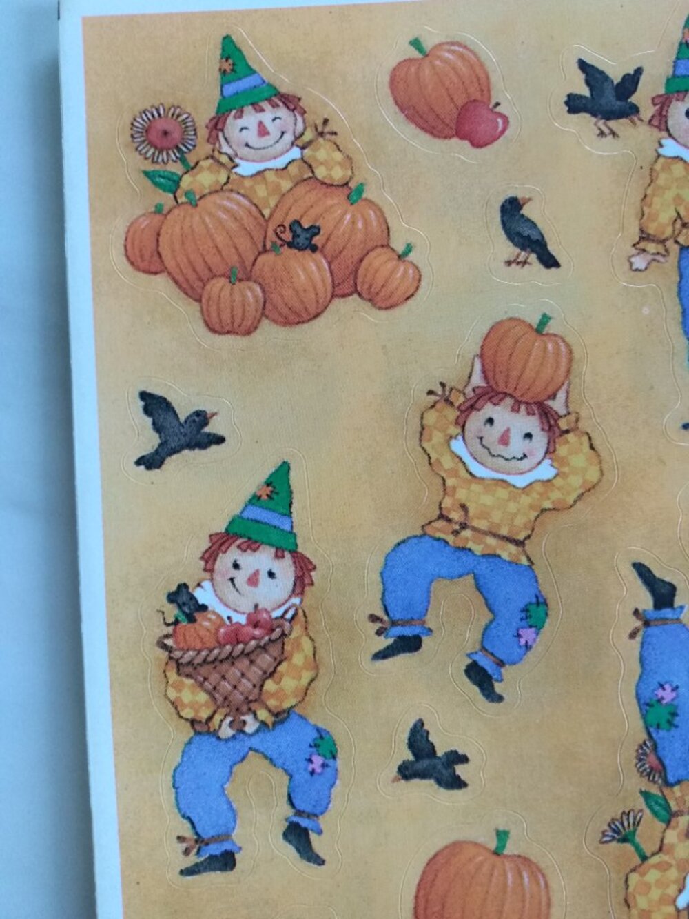 Vintage 90s Halloween Stickers Hallmark Patchwork Pumpkins and Scarecrows - Picture 7 of 16